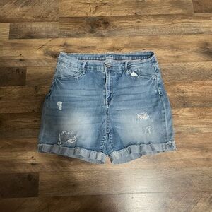 Trendy Distressed Blue Denim High Waist Shorts